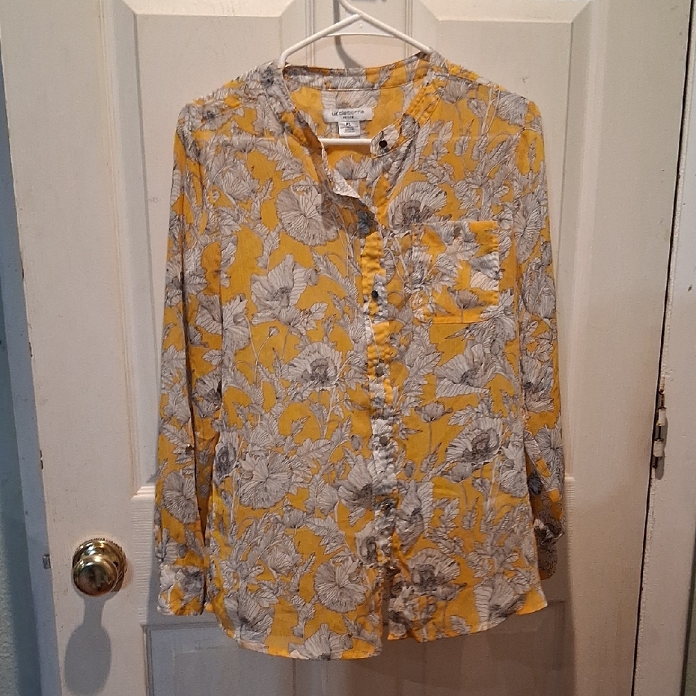 Liz Claiborne Gold Gray Long Sleeve Button Down Shirt